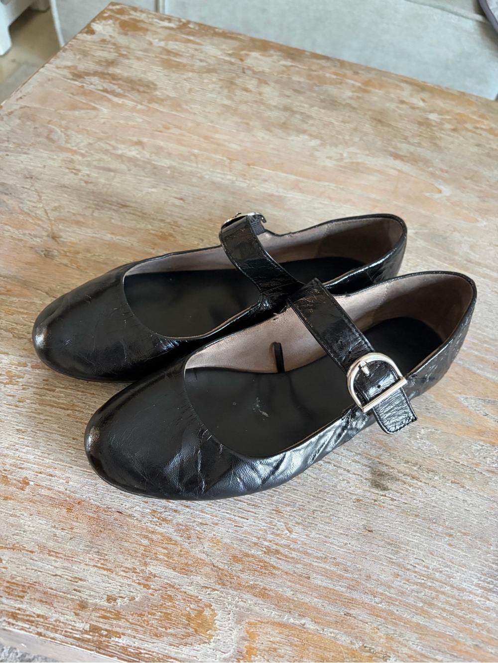 Leather foiled ballet flats